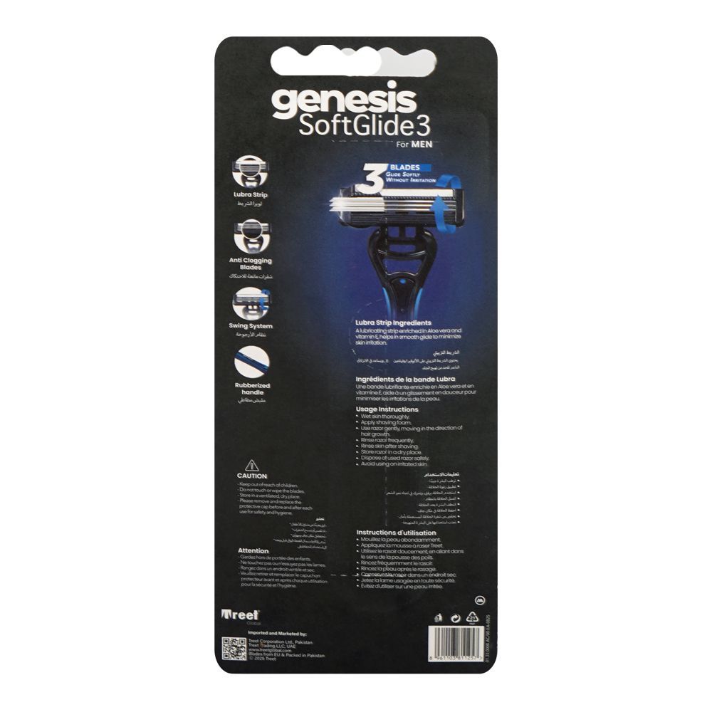 Treet Genesis Razor Treet Genesis Soft Glide 3 For Men Razor, For Men, 1-Pack
