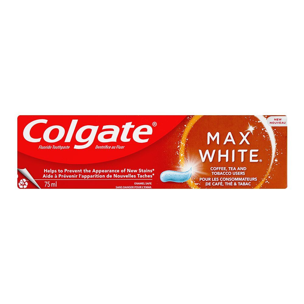 Colgate Toothpaste Tea Colgate Max White Coffee, Tea And Tobacco Flouride Toothpaste, 75ml