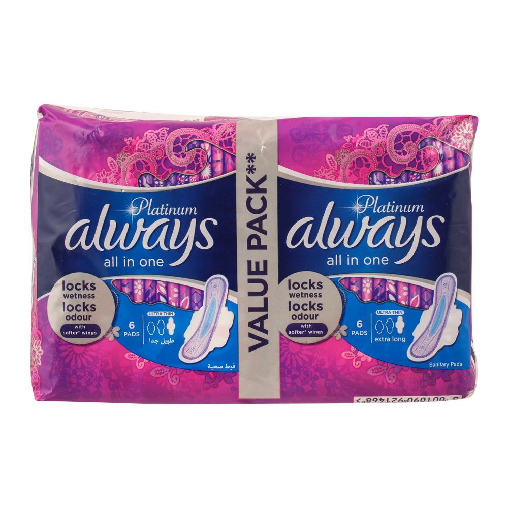 Always Platinum Ultra Thin Extra Long Pads, 6+6 Value Pack