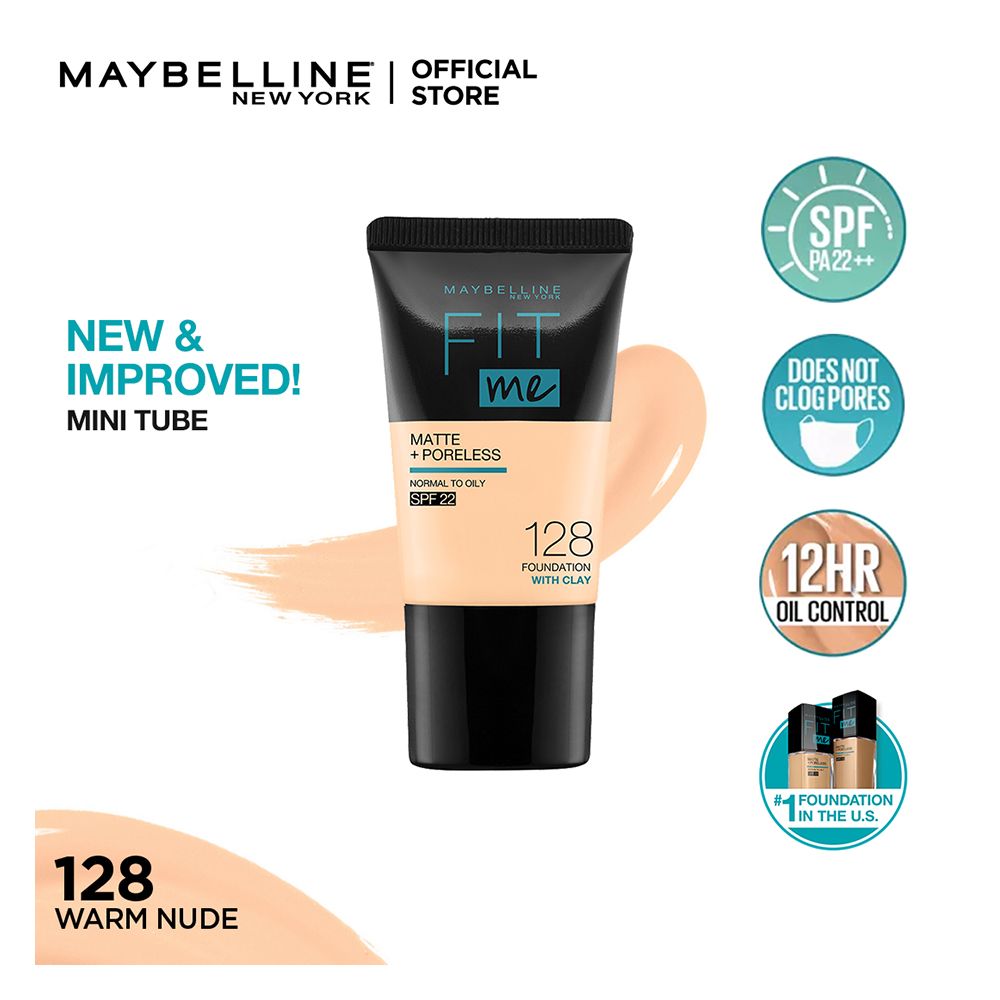 Maybelline New York Fit Me Matte + Poreless Liquid Foundation, 128, Warm Nude, 18ml