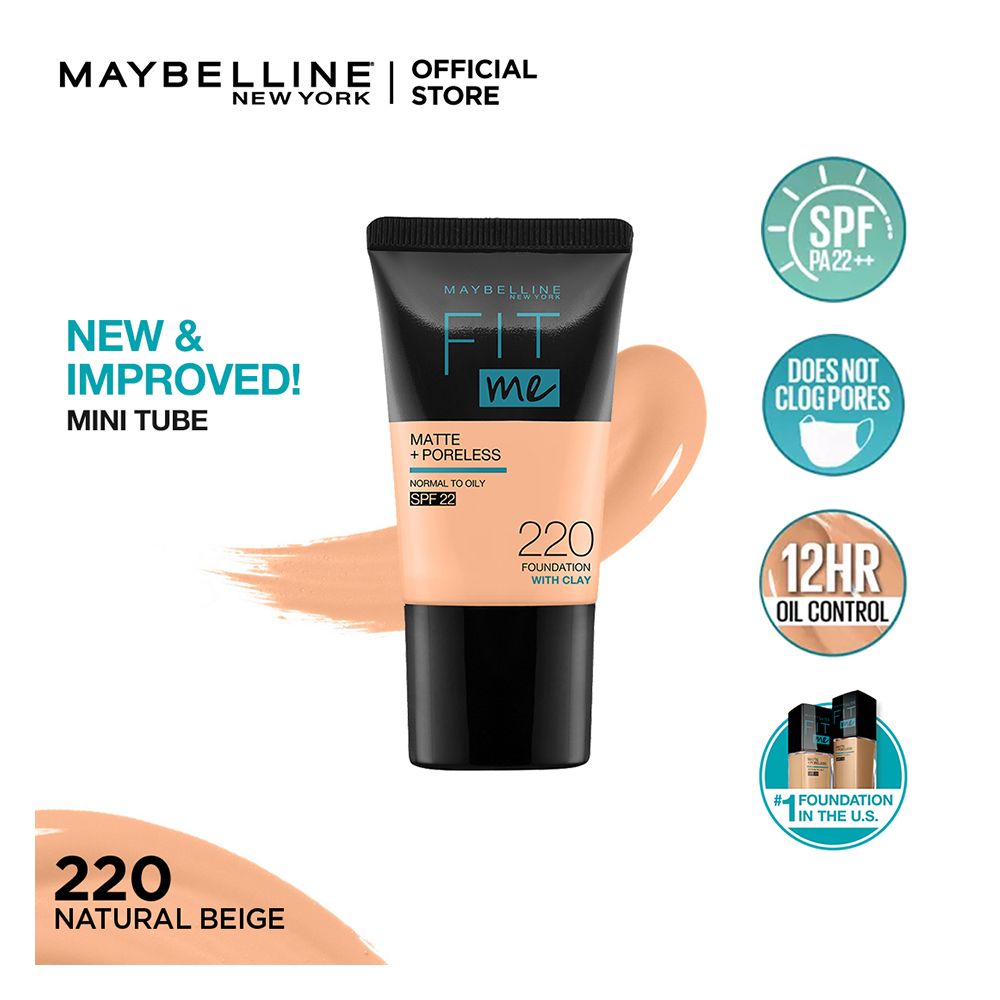 Maybelline New York Fit Me Matte + Poreless Liquid Foundation, 220, Natural Beige