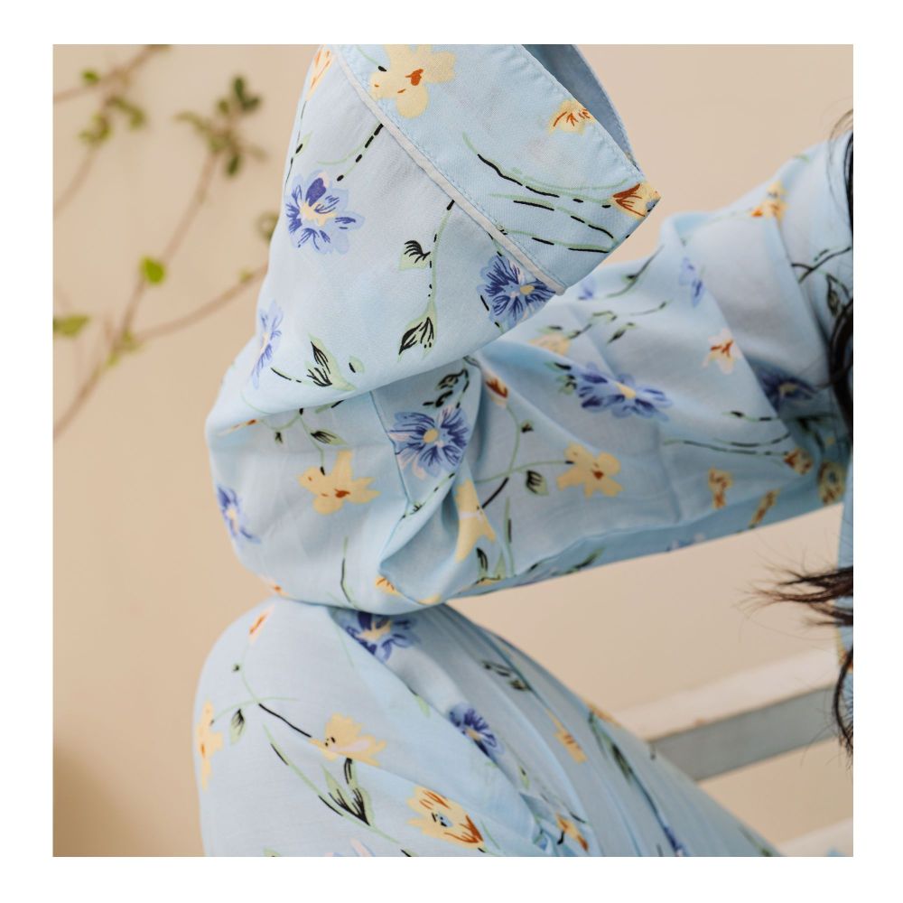 Inroses Blush Luxe Lounge Wear Set -Two Pieces Set - Sky Blue main image 1