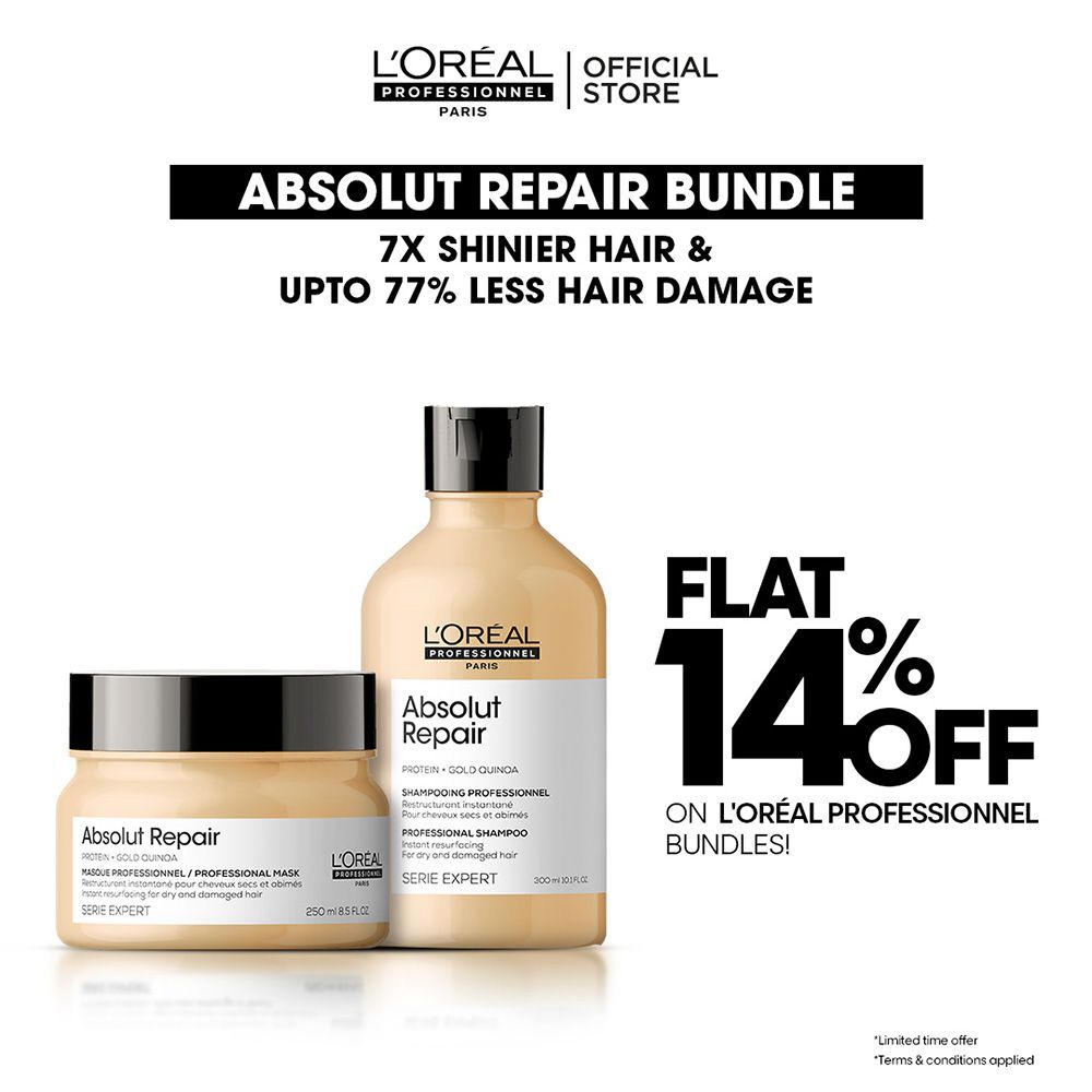 L'Oreal Professionnel Absolut Repair 300ml Shampoo & 250ml Mask, Bundle Offer