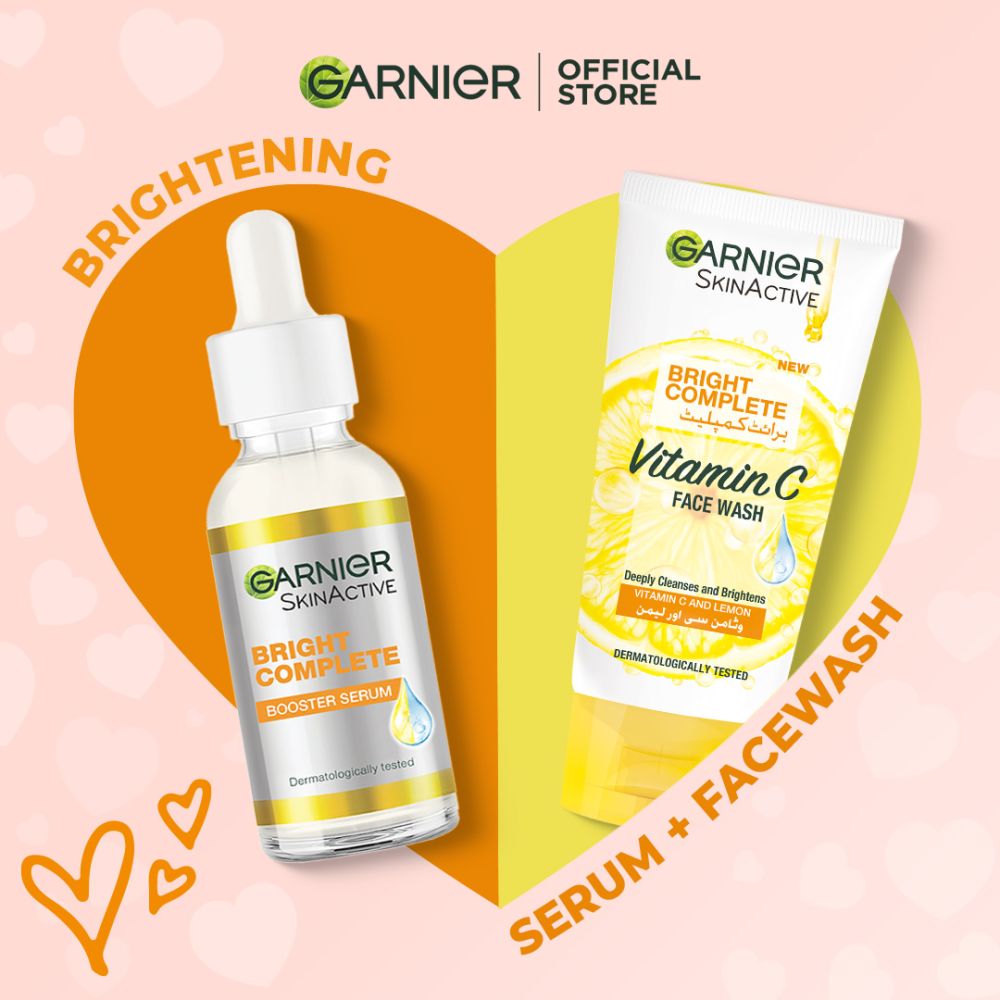 Garnier Brightening Set - Vitamin C Serum 30ml + Facewash 100ml