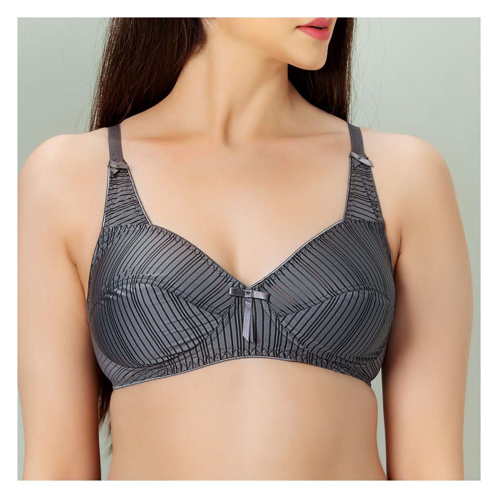 BeBelle Jullia Juvena Micro Stripe Fabric Bra, Fashion Forever, Charcoal, 1235