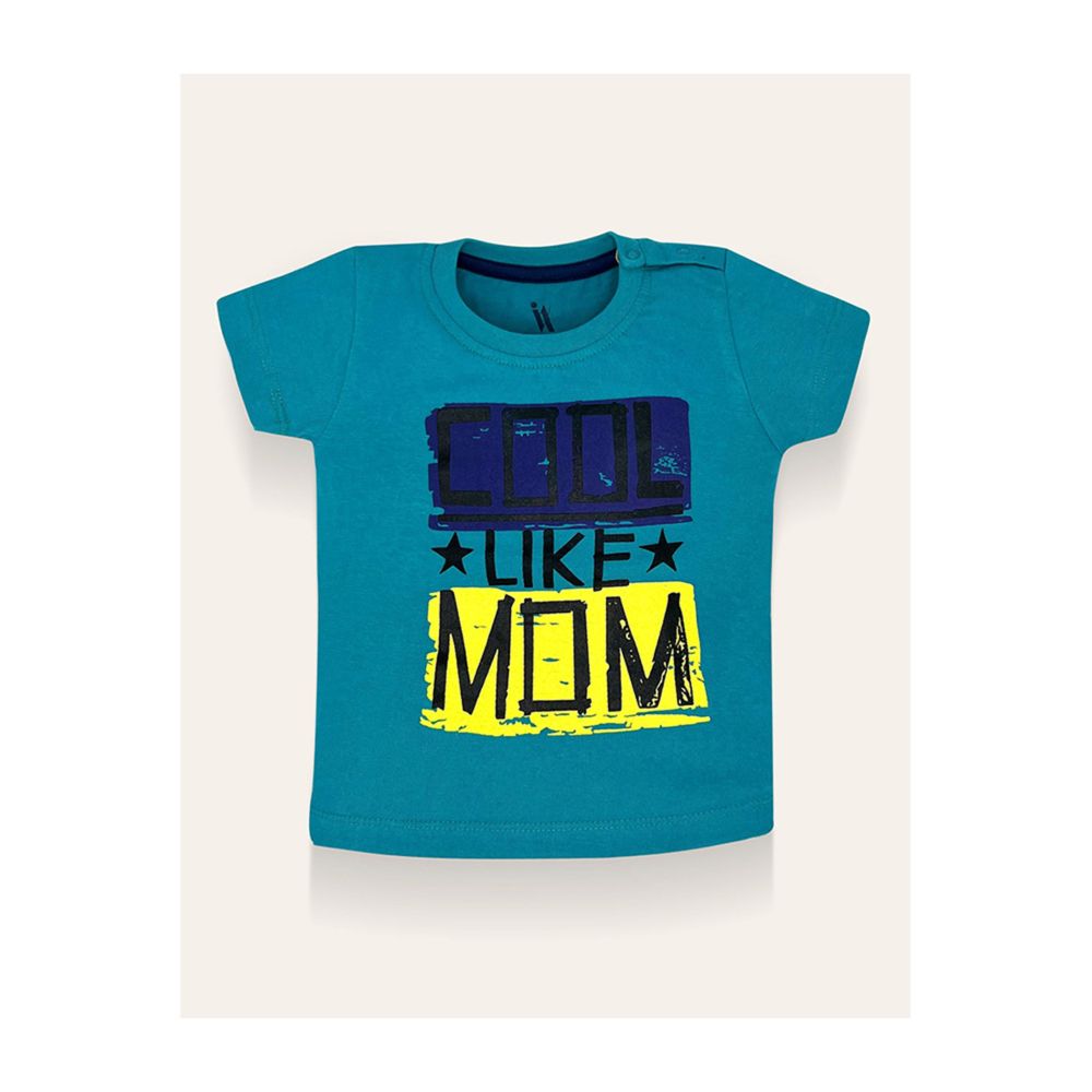 IXAMPLE Boys Turquoise Cool Mom Printed Tee