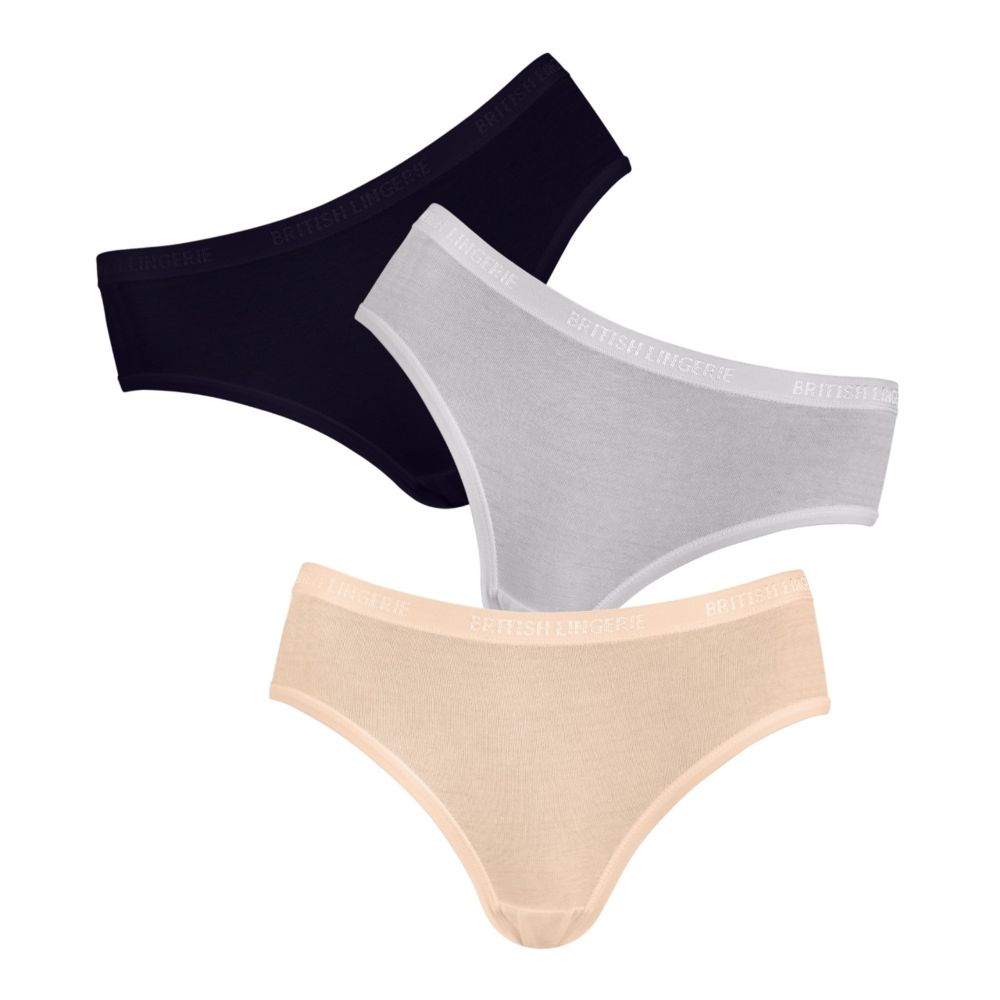 BLS Pamela Cotton Panty, Black, Skin & White, 3-Pack BLS1171