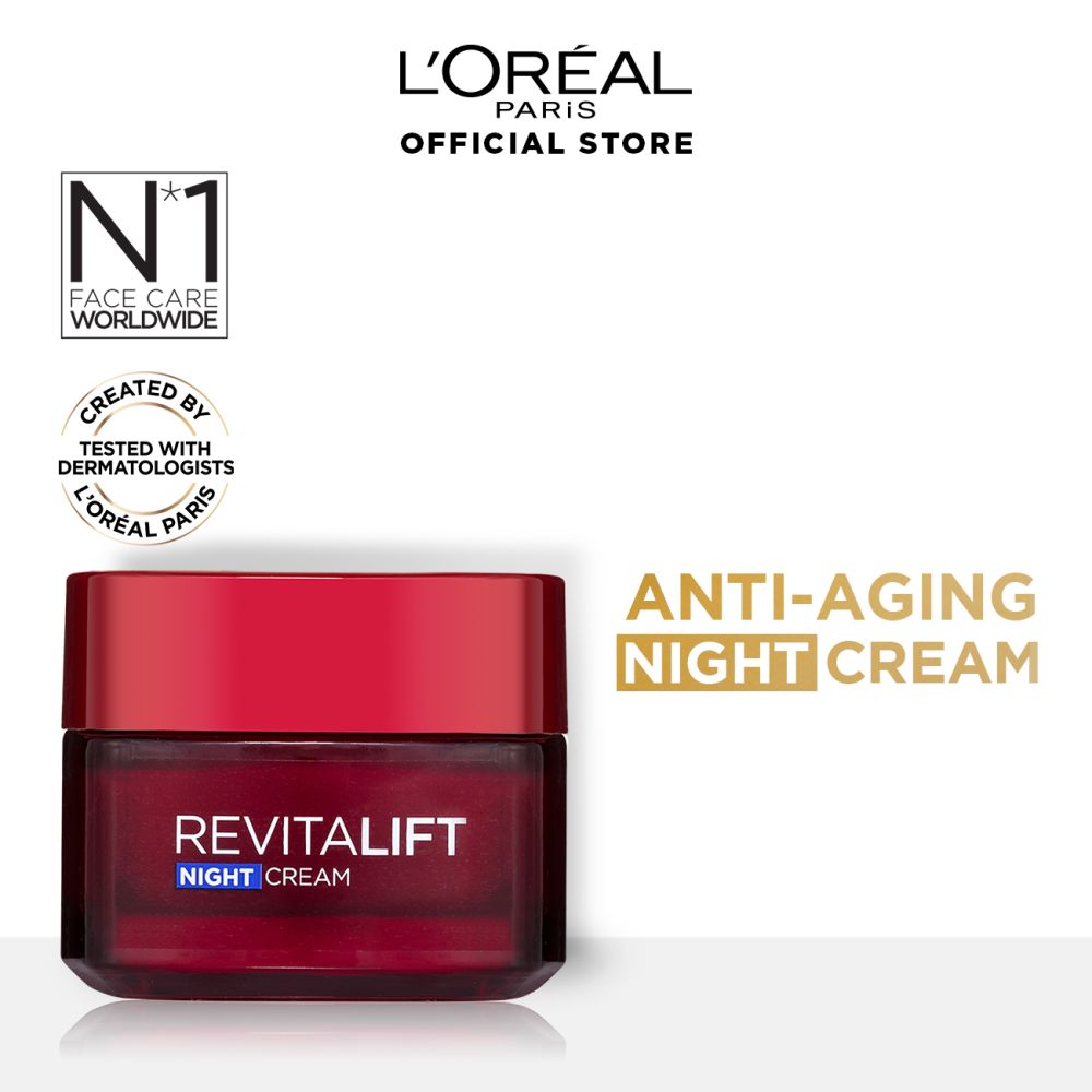 L'Oreal Paris Revitalift Moisturizing Night Cream, Anti-Wrinkle Cream, Intense Action, 50ml