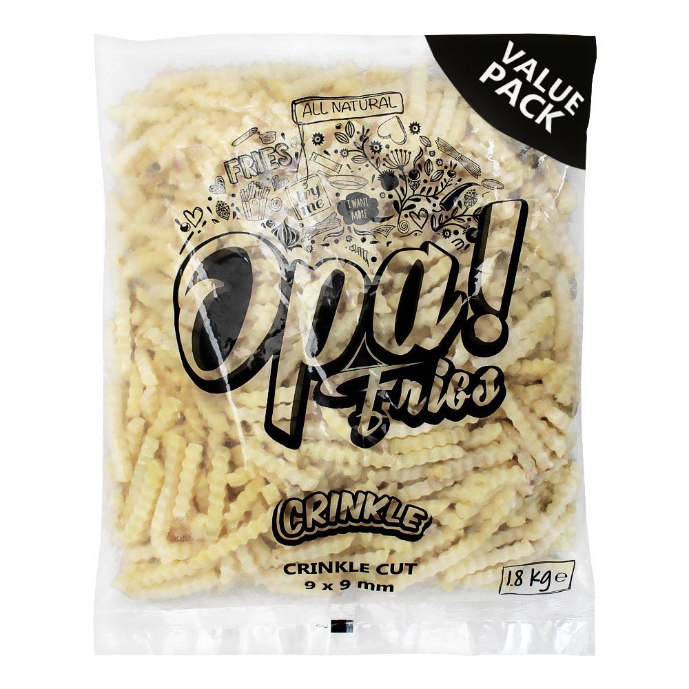 Opa! Fries Crinkle Cut, 9x9mm, 1.8 KG, Value Pack