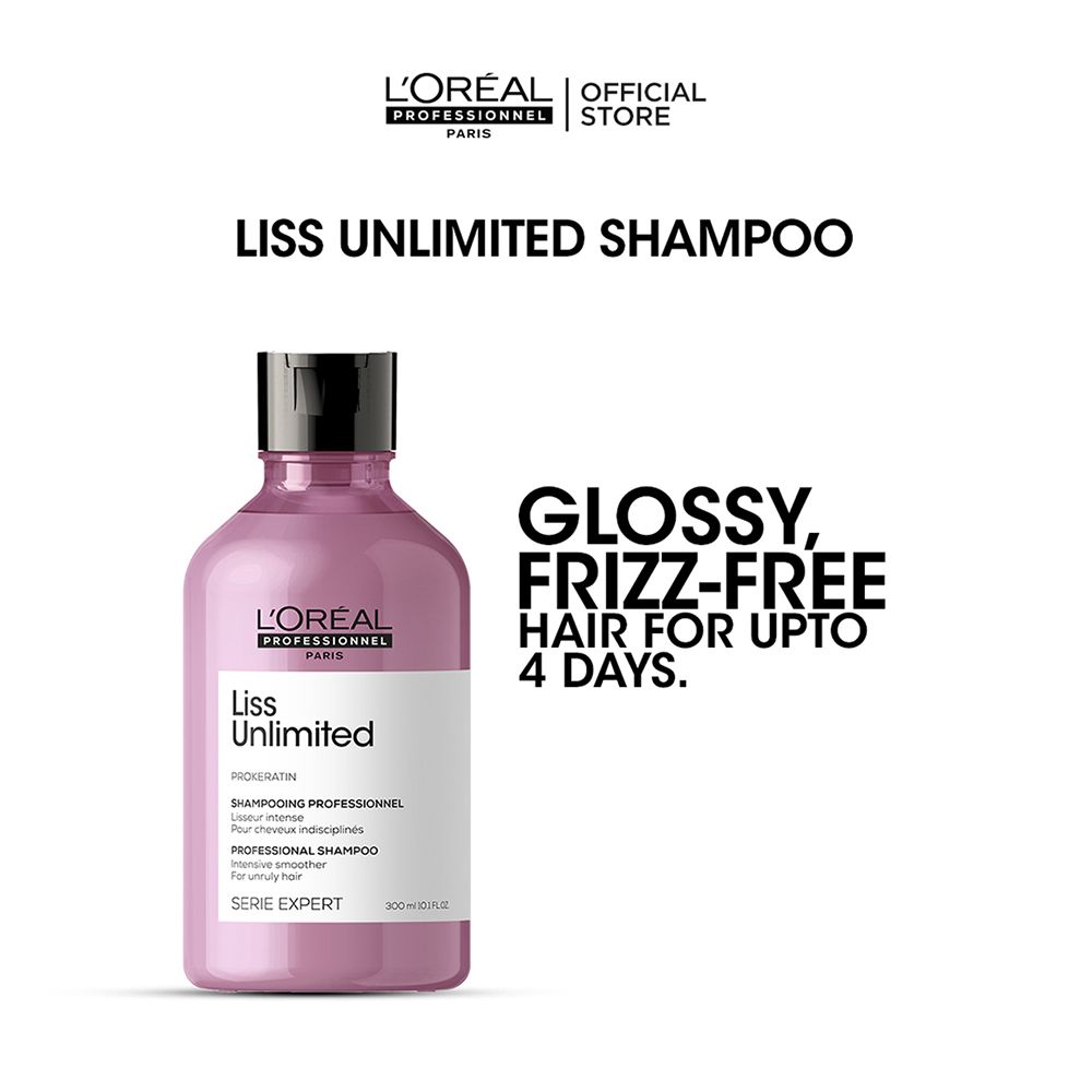 L'Oreal Professionnel Serie Expert Liss Unlimited Pro-Keratin Professional Shampoo, For Frizzy & Unruly Hair, 300ml