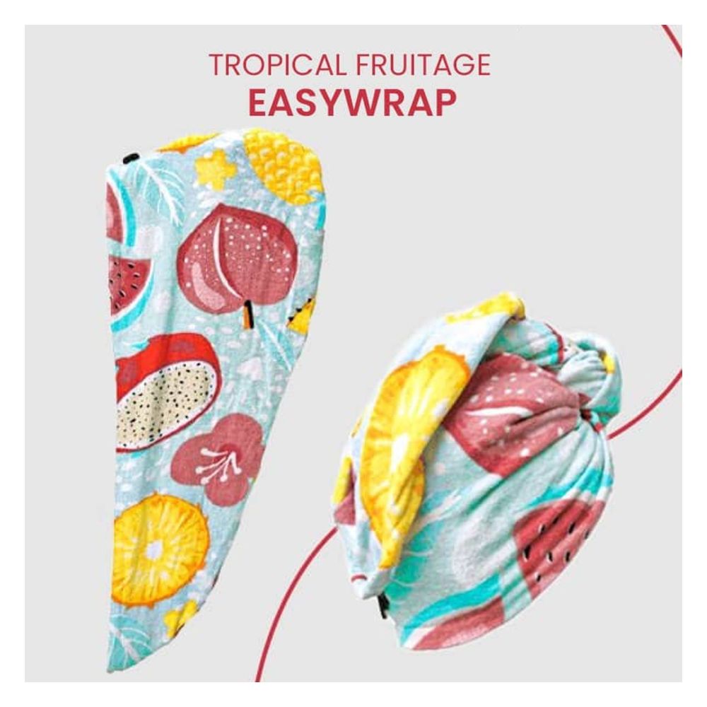 Loccx Tropical Fruitage Micro Fiber Hair Towel Wrap, Easy Wrap, Comfortable Fit, ST-1-TF-EW