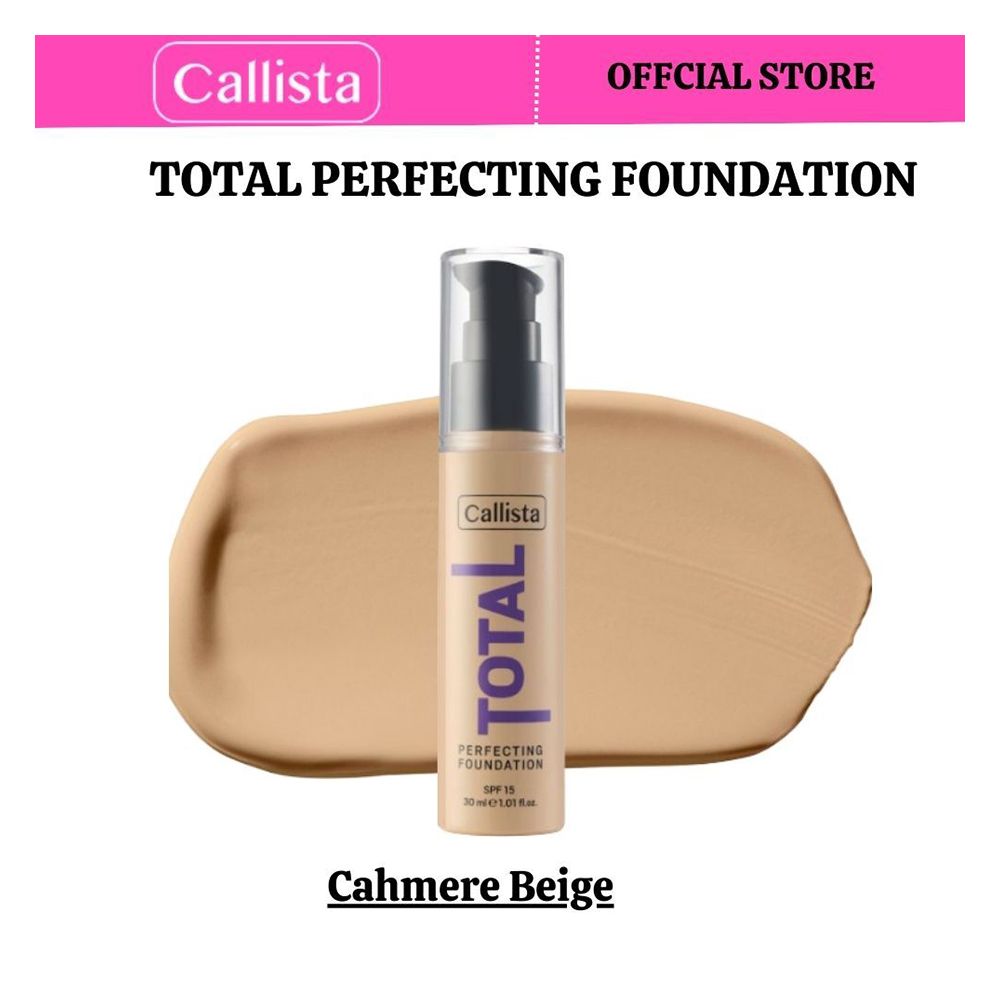 Callista Total Perfecting Foundation, Vegan, SPF 15, Non Comedogenic & Cruelty Free, 30ml, 210 Cashmere Beige