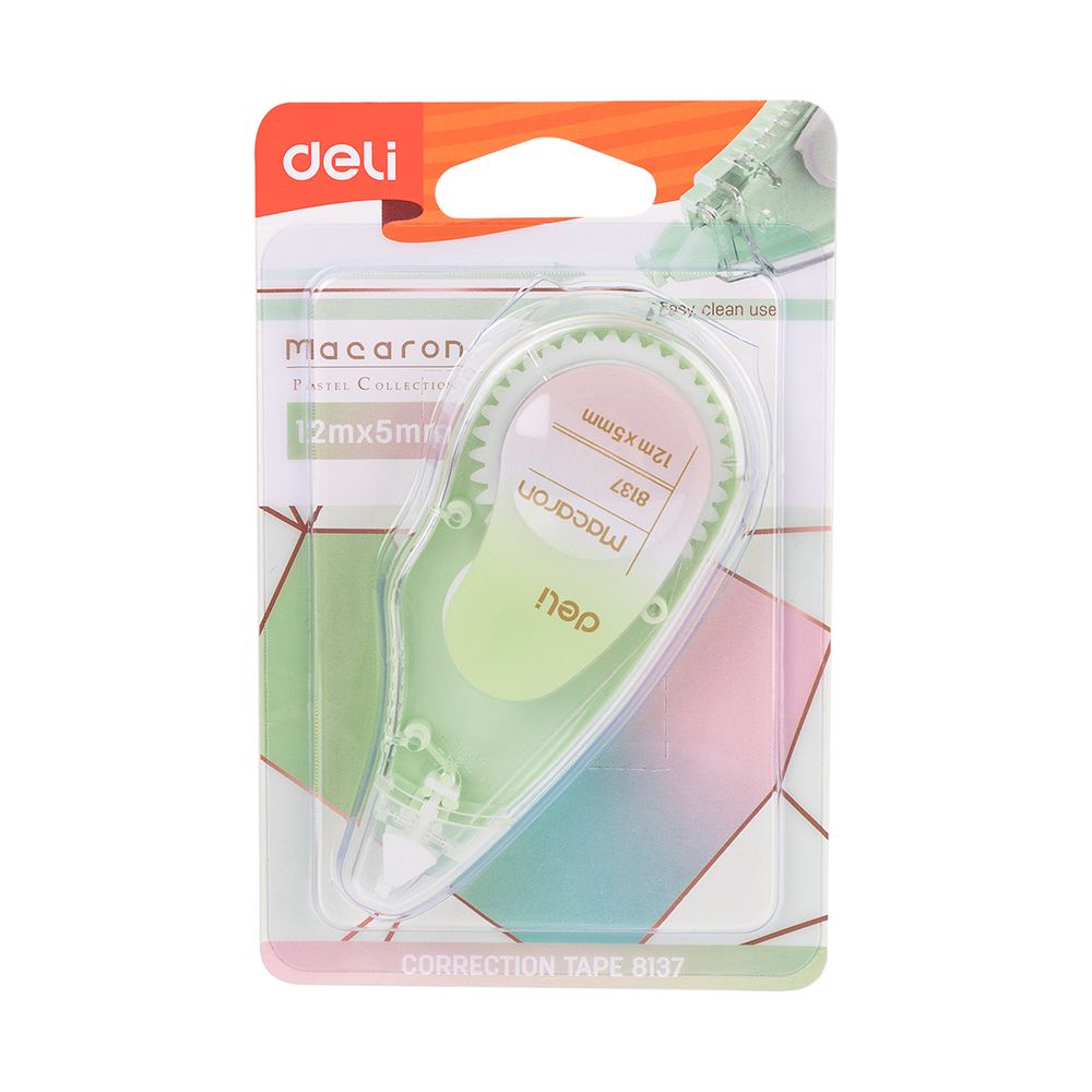 Deli Correction Tape, 12m X 5mm, Green, E8137