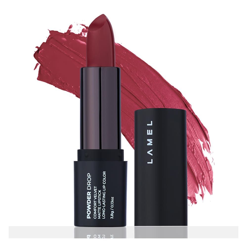 LAMEL Powder Drop Long Lasting Matte Lipstick, 404 Rosewood