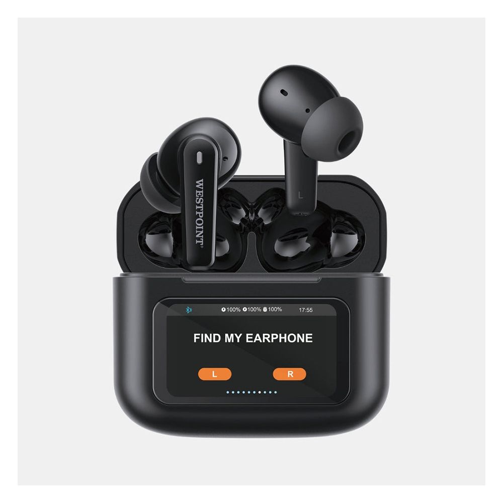 West Point Quad Mic ENC Smart Touch Stereo Wireless Earbuds, Black, WP-120