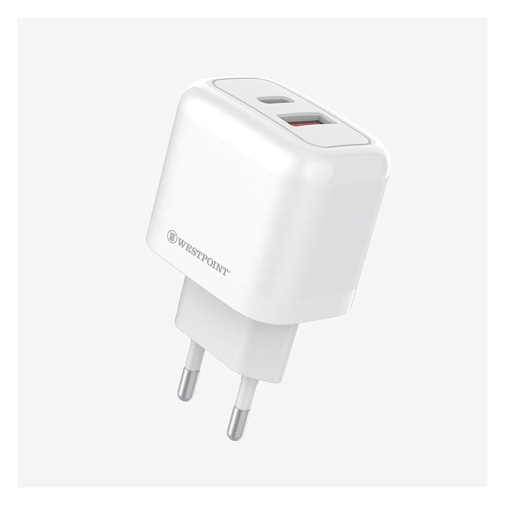 West Point QC3.0 PD20W Type-C+USB-A Wall Charger, White, WP-20