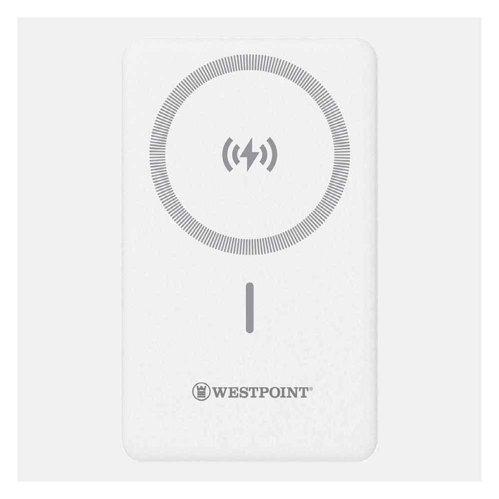 West Point Magnetic Wireless 10000mAh Power Bank, White, WP-1200