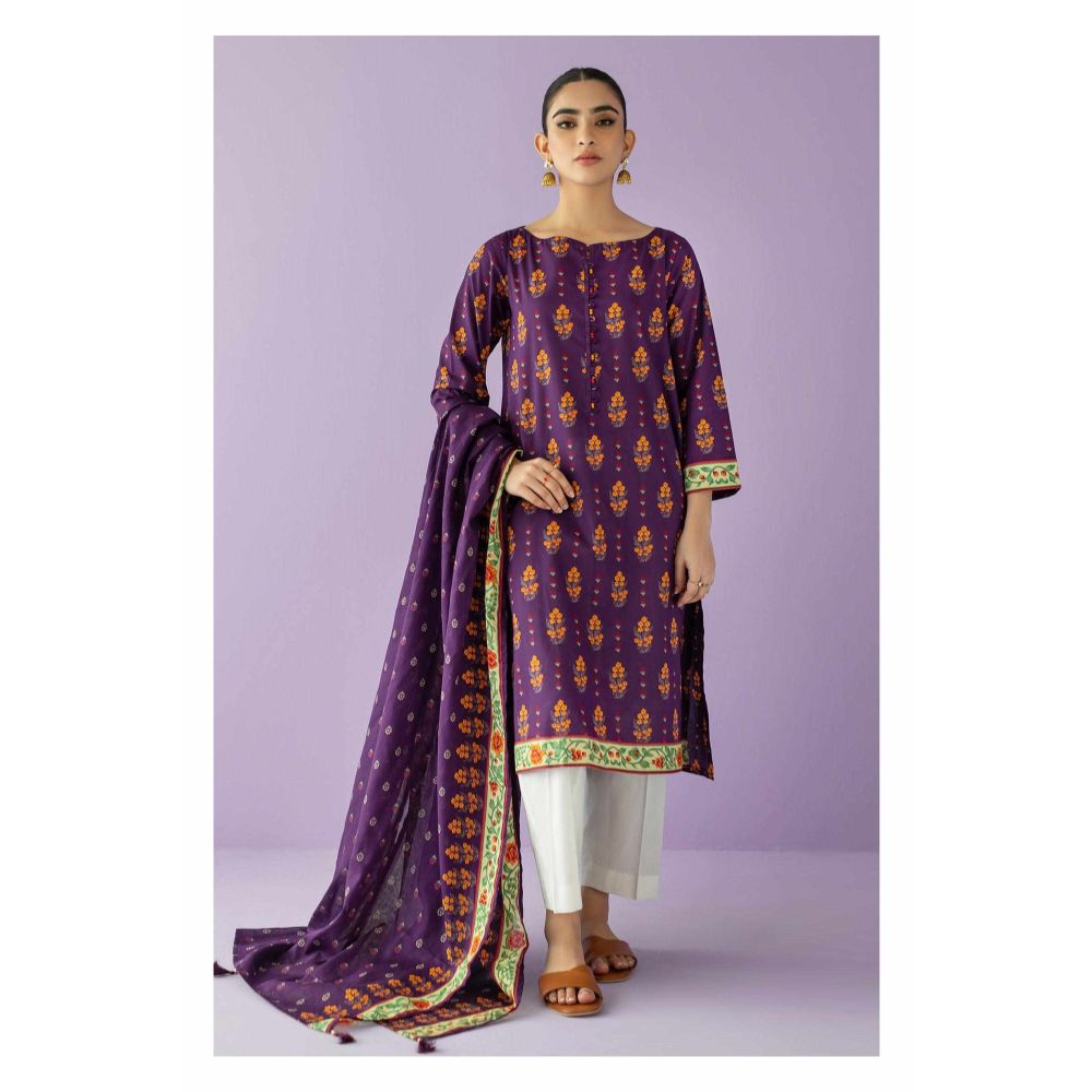 Orient Unstitched 2 Piece Printed Lawn Shirt And Lawn Dupatta, Purple, 53844