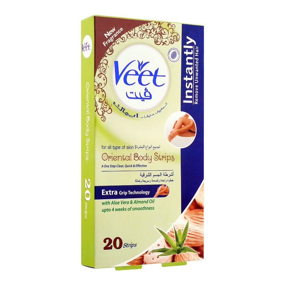 Veet Oriental Aloe Vera & Almond Oil Body Strips, 20-Pack