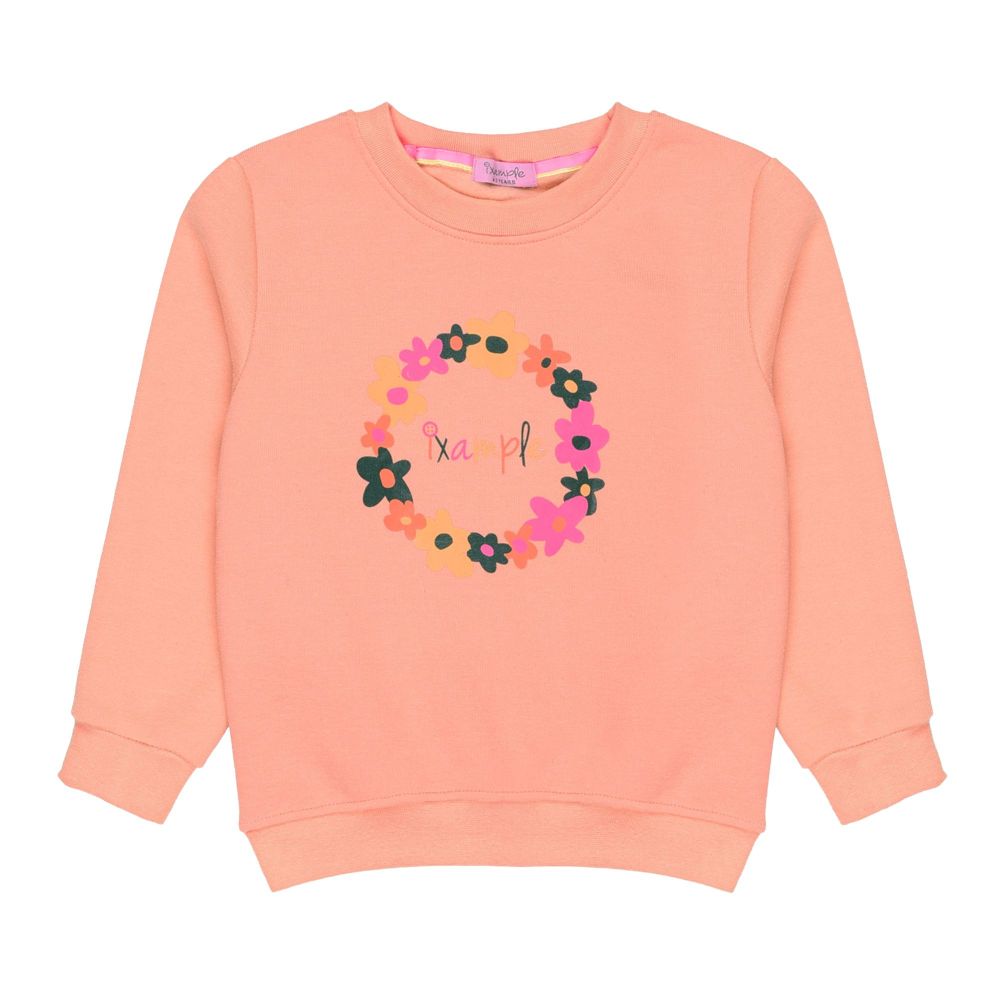 Ixample Girls Floral Printed Sweatshirt, Peach, IXWGSS 74039