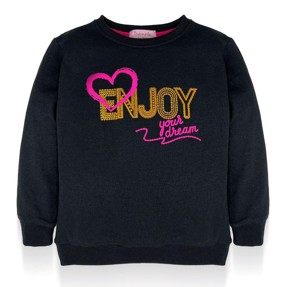 IXAMPLE Girls Enjoy Printed Sweatshirt, Black, IXWGSS 740141