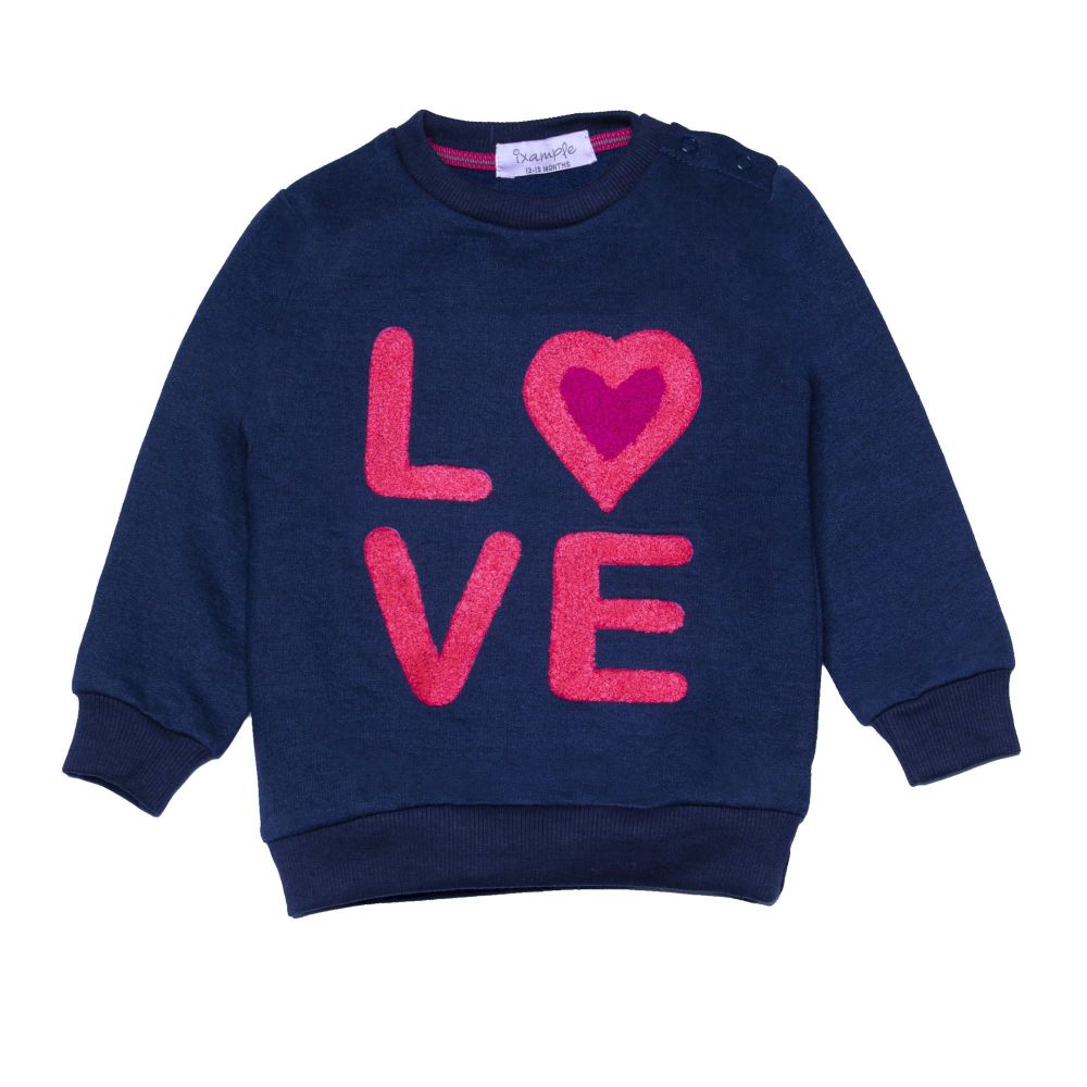 IXAMPLE Girls Love Embroidered Sweatshirt, Navy, IXWGSS 740202