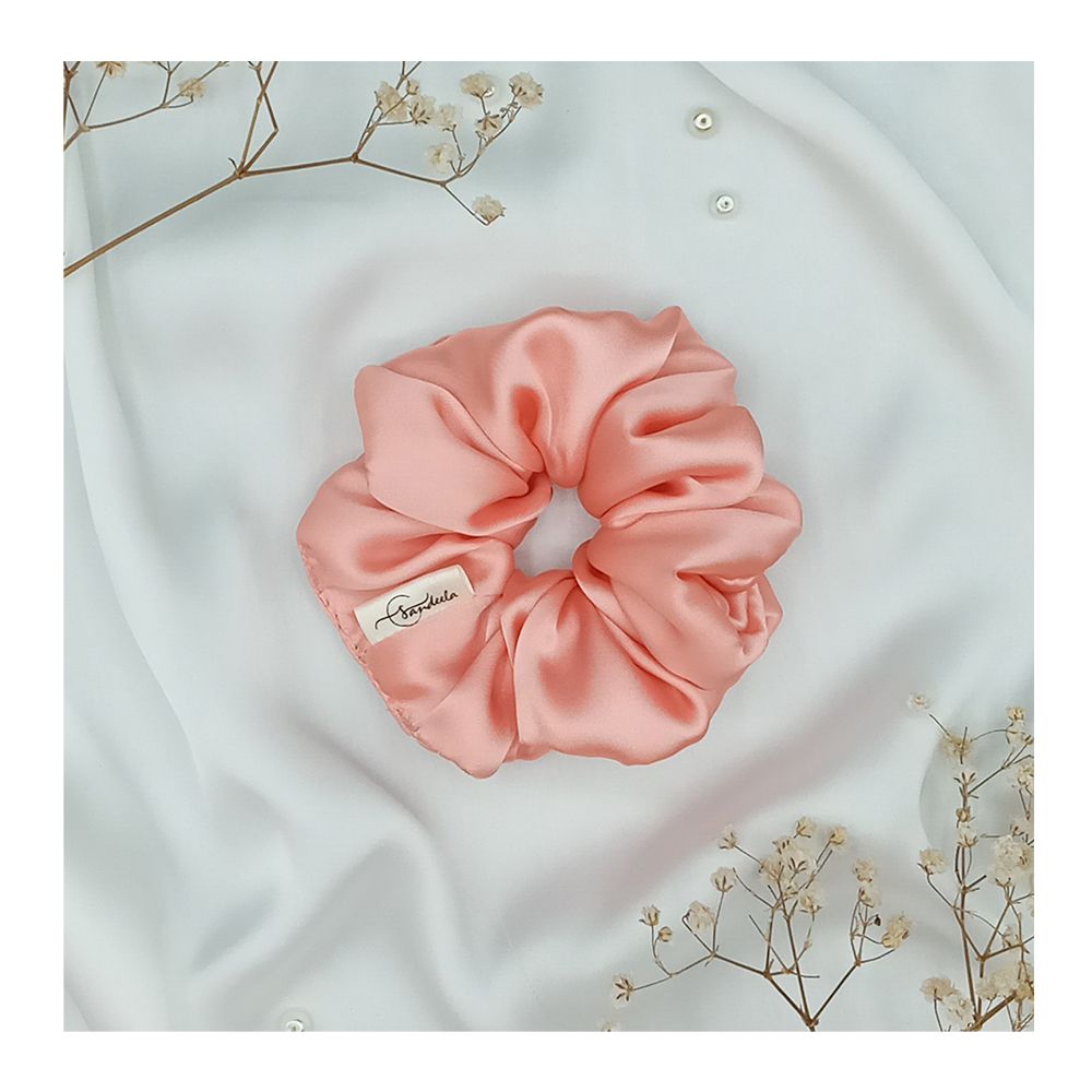 Sandeela Silk/Chiffon Classic Scrunchies Peach, M03-02-1048