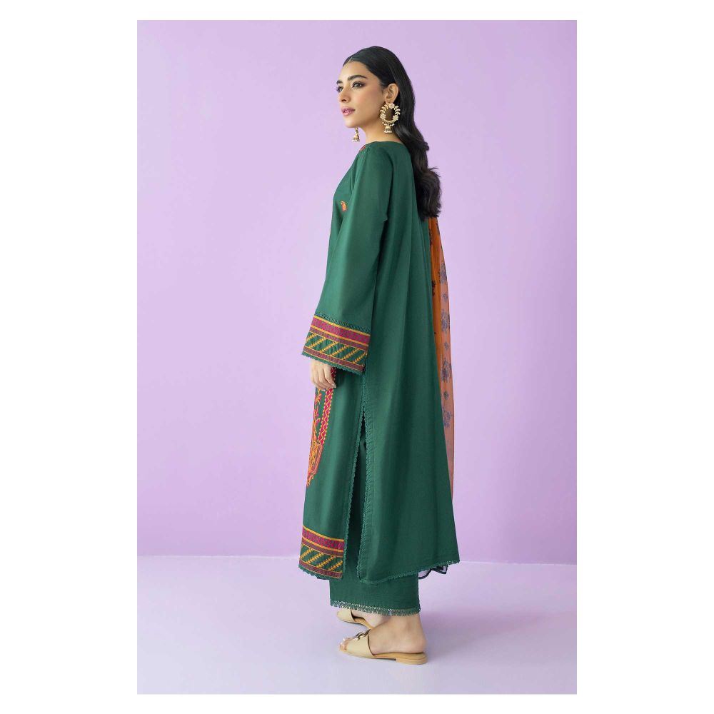 KP763-SUMMER 3PC Lawn Embroidered Shirt With Organza Embroidered Dupatta