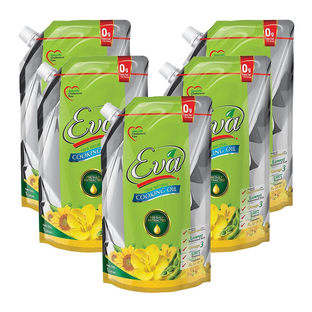 Eva Cooking Oil, 1 Liter Each, 5-Pack