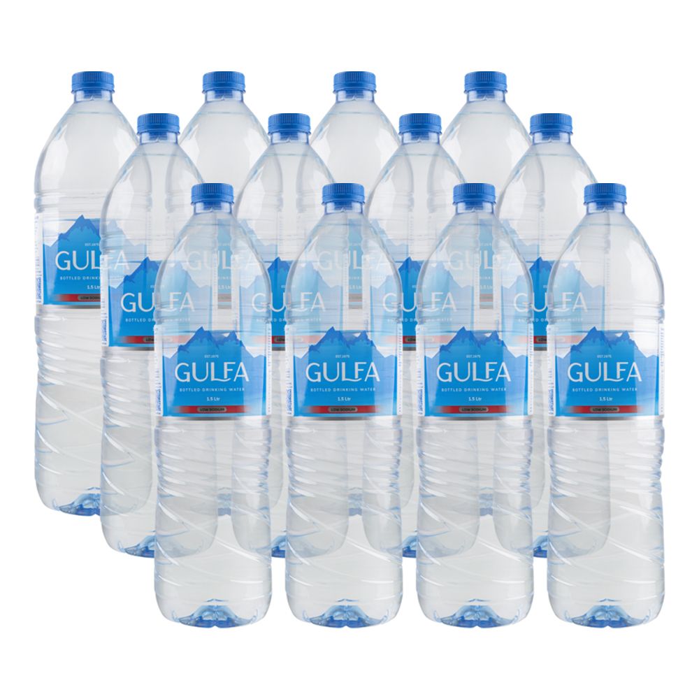 Gulfa Bottled Drinking Water, Low Sodium, 1.5 Liter Each, 12-Pack