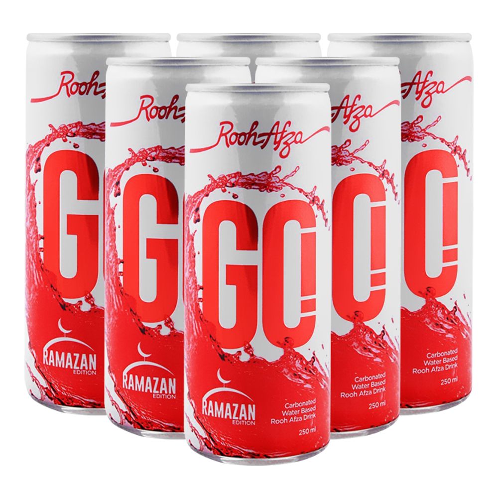 Rooh Afza GO  Drink (Sharbat) Syrup, 250ml Each, 6-Pack