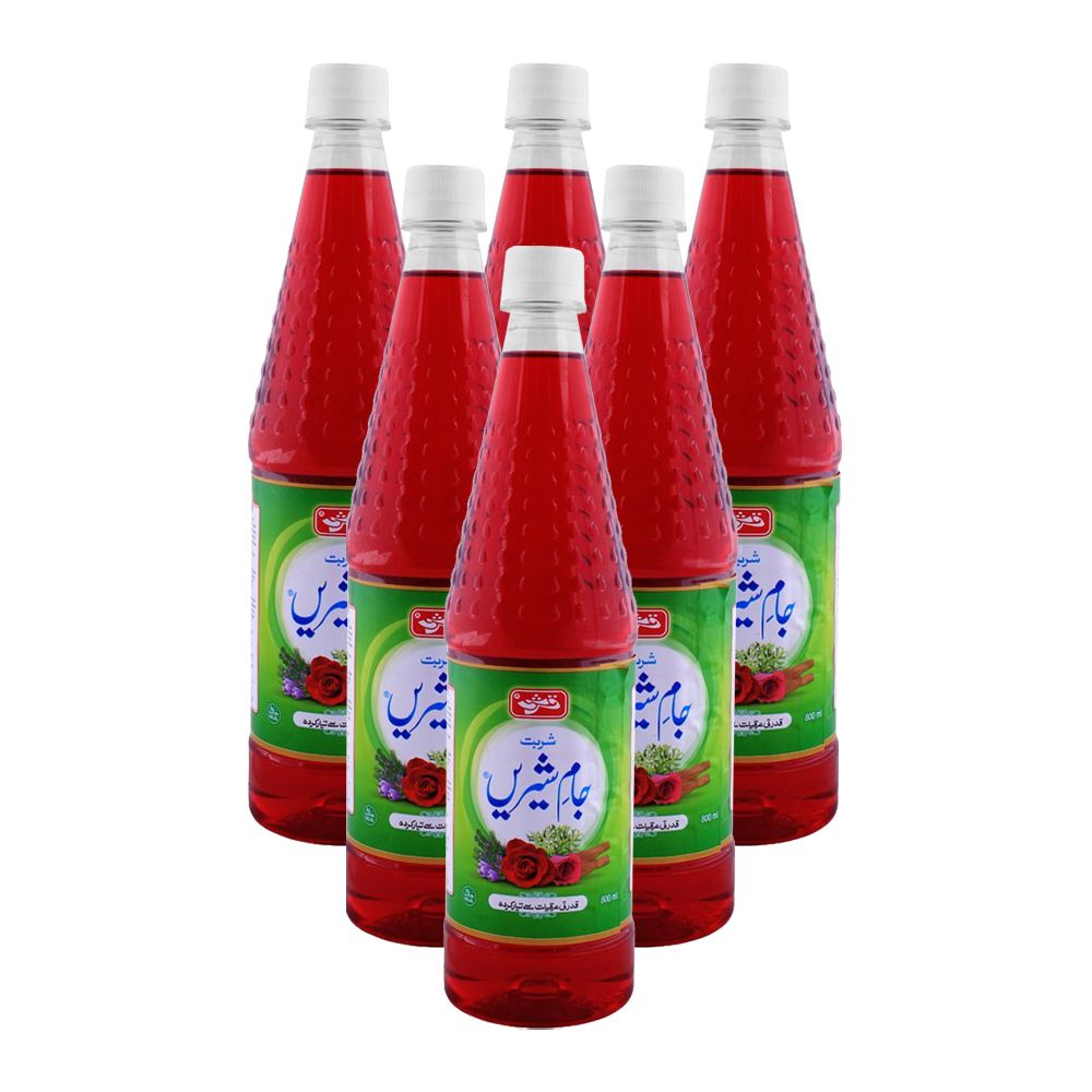 Qarshi Jam-E-Shirin Drink (Sharbat) Syrup, 800ml Each, 6-Pack