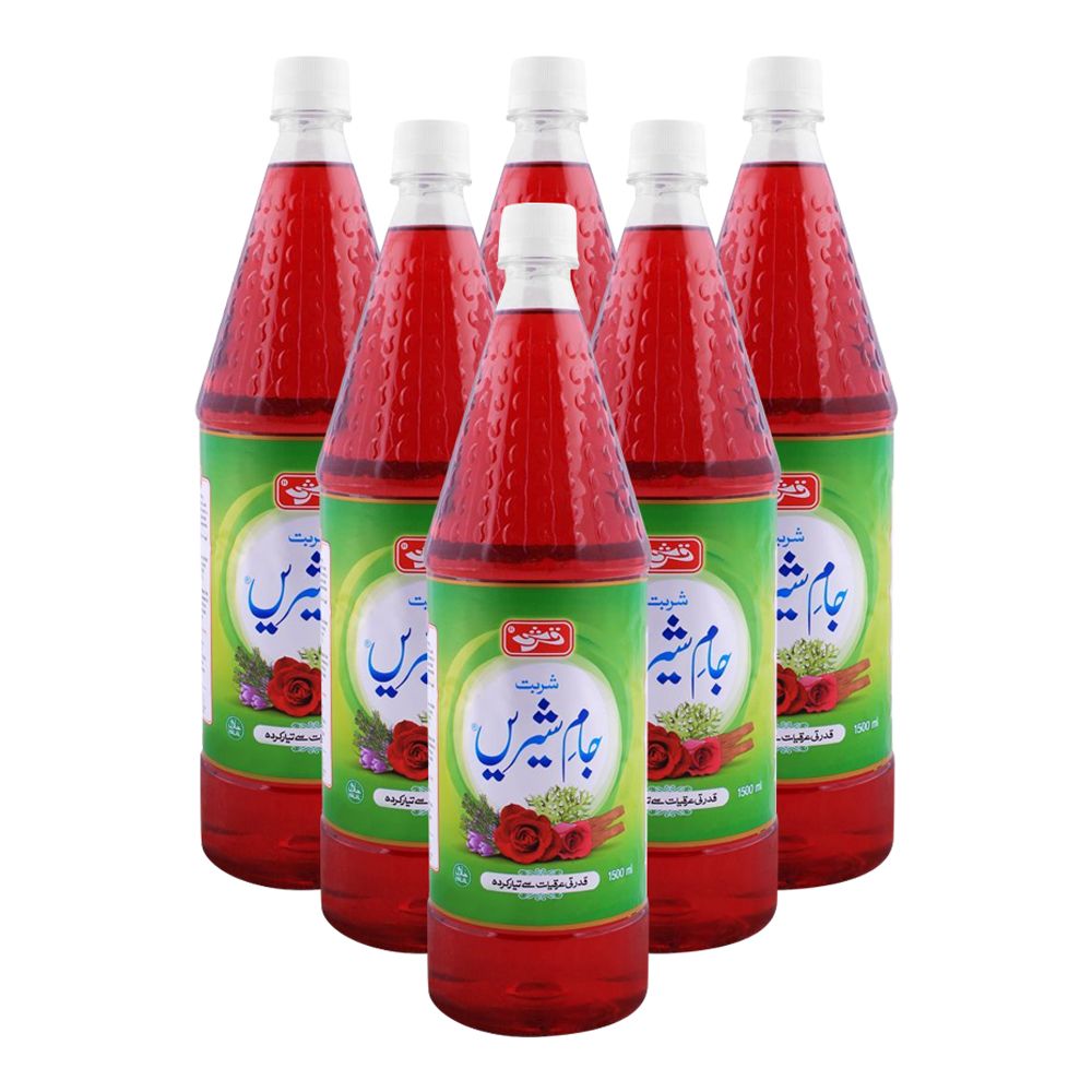 Qarshi Jam-E-Shirin Drink (Sharbat) Syrup, 1500ml Each, 6-Pack