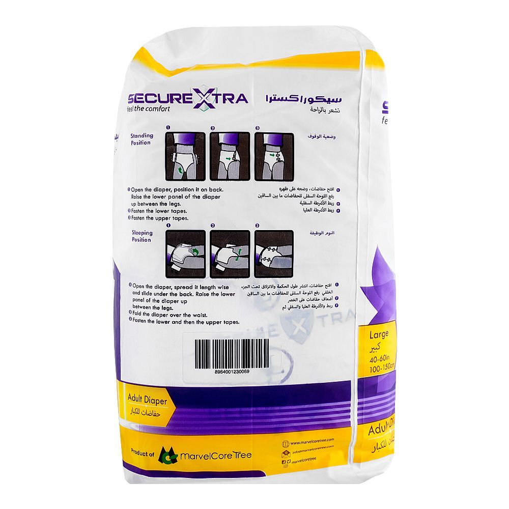 Buy Secure Xtra Adult Diaper 40-60 Inches, Large, 10-Pack Online