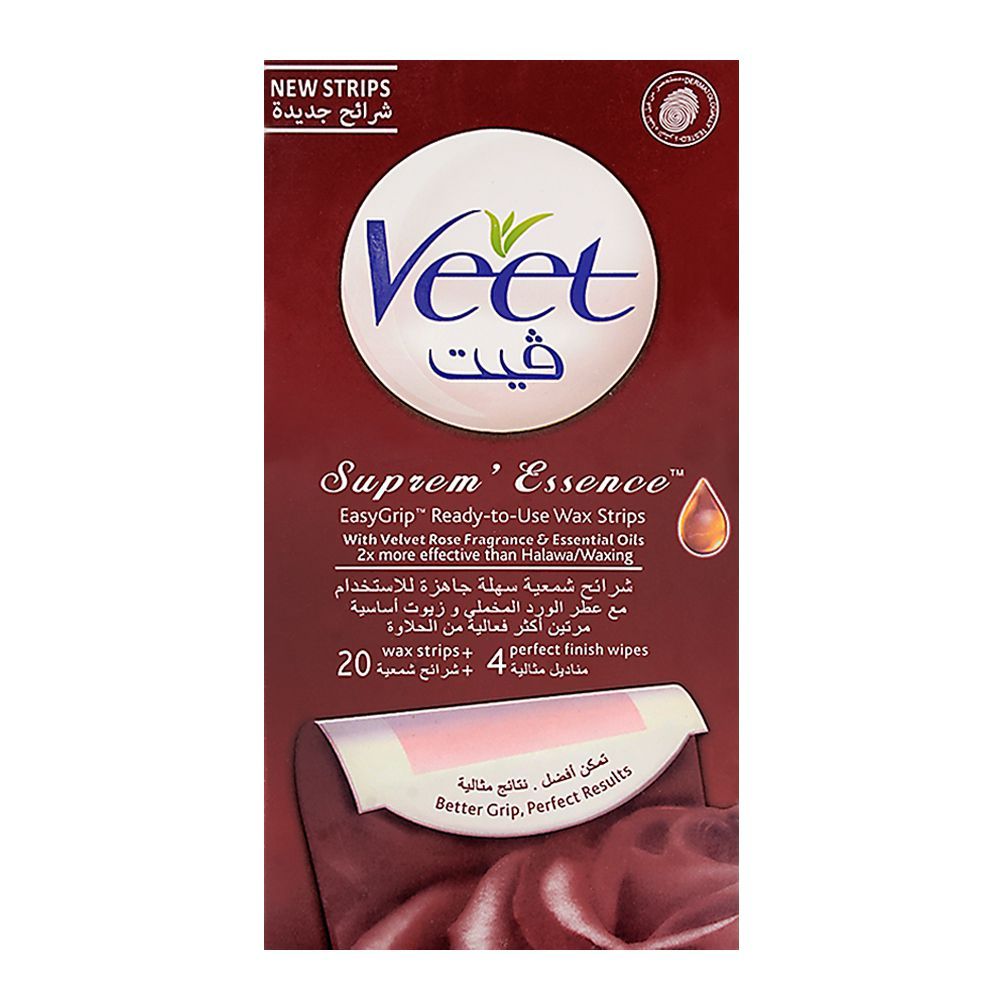 Purchase Veet Supreme Essence Easy Grip Velvet Rose Wax Strips 20-Pack  (Imported) Online at Best Price in Pakistan 