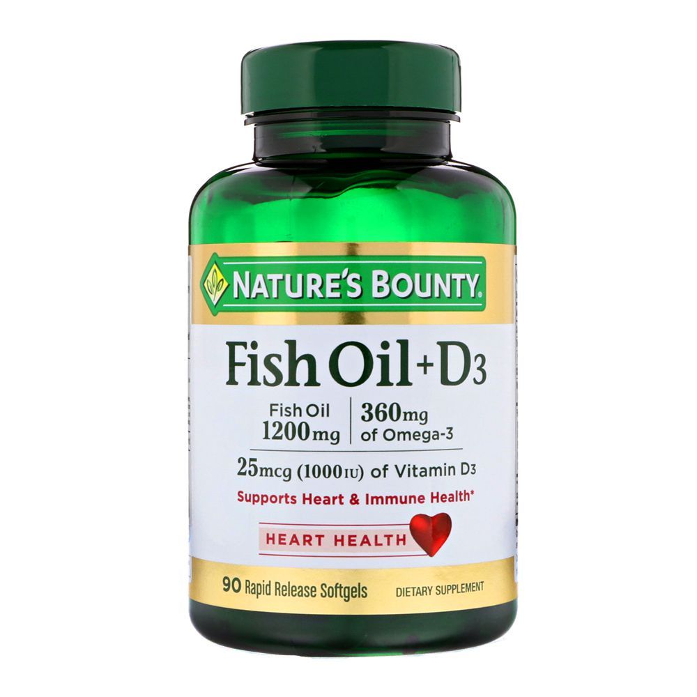 Natures Bounty Fish Oil D3 1200mg 1000iu 90 Softgels Dietary Supplement