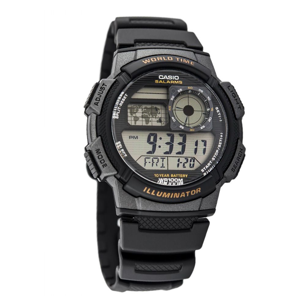 Order Casio Youth Illuminator Digital World Time Watch, Black Resin Band, AE-1000W-1AVDF Online at Special Pakistan - Naheed.pk