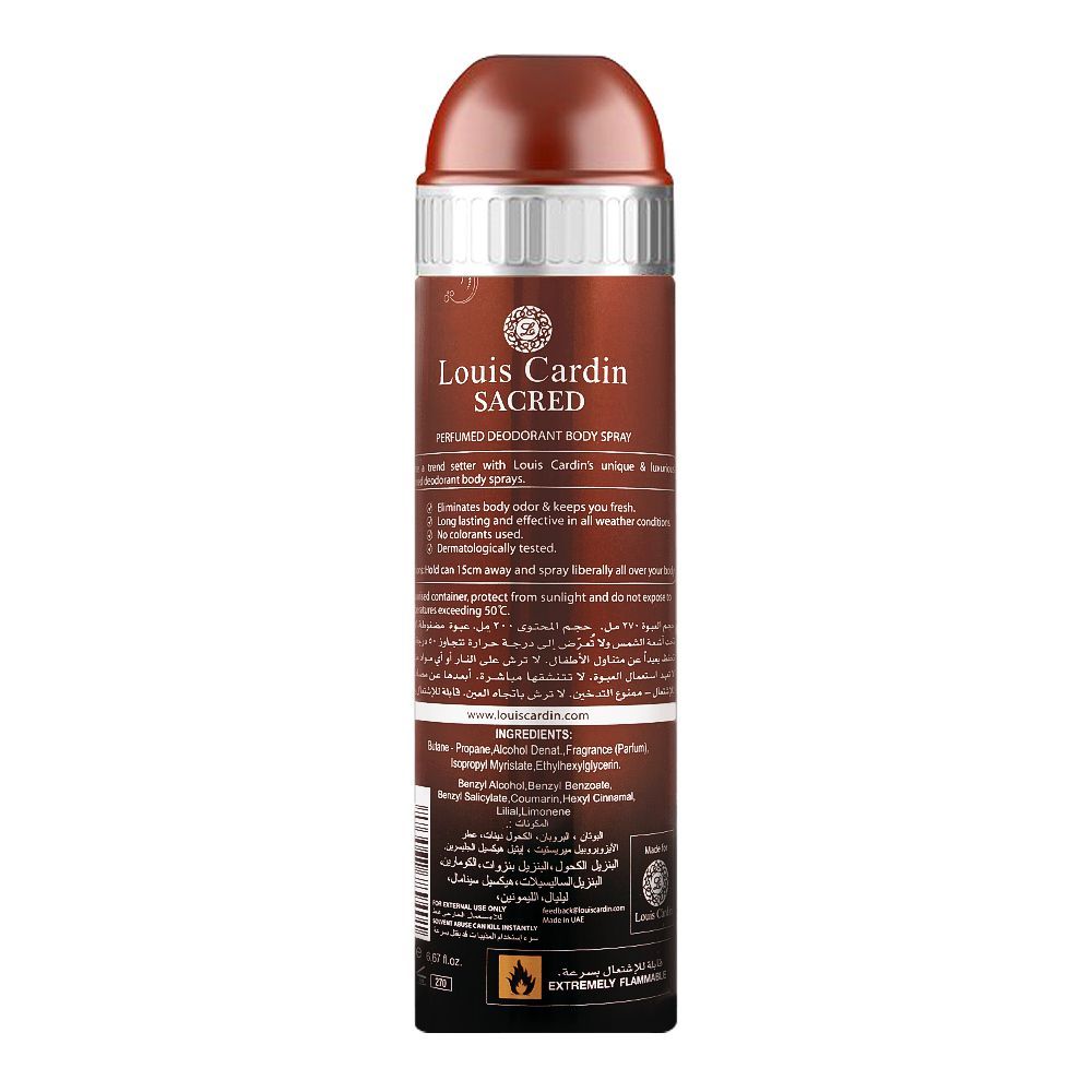 Louis Cardin Sacred Perfumed Deodorant Body Spray Combo 200 Ml Deodorant  Spray - For Men & Women - Price in India, Buy Louis Cardin Sacred Perfumed  Deodorant Body Spray Combo 200 Ml