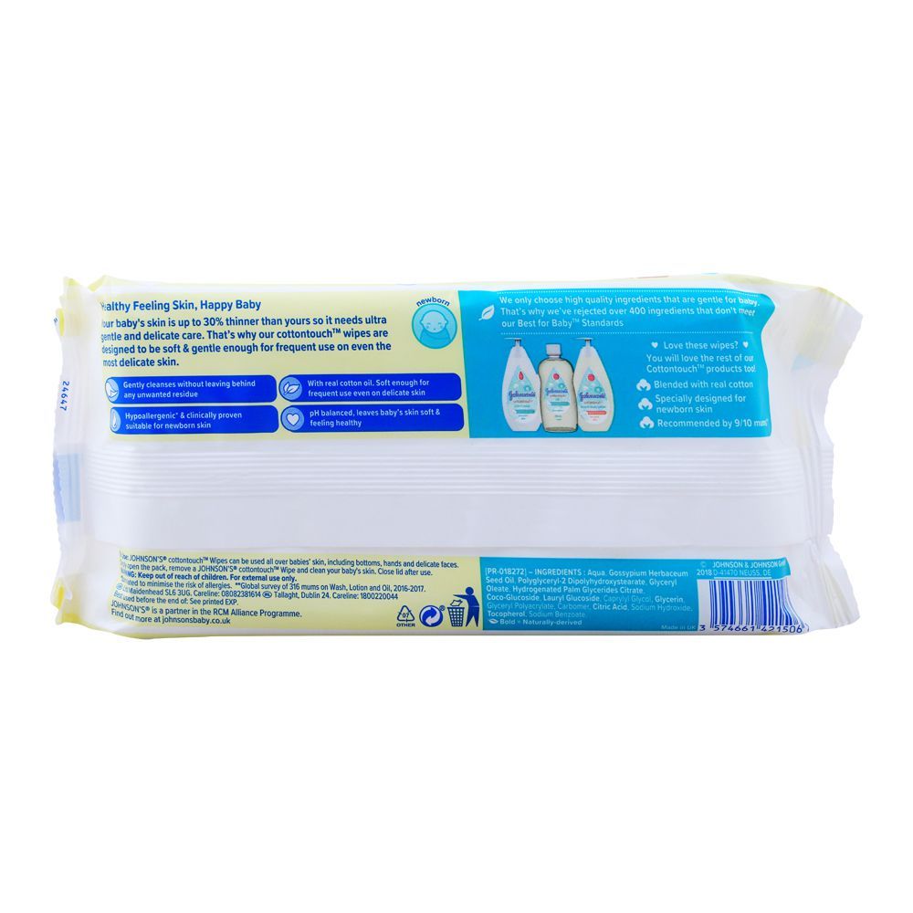 Buy Johnson's Cotton Touch Extra Sensitive Baby Wipes, No Paraben ...