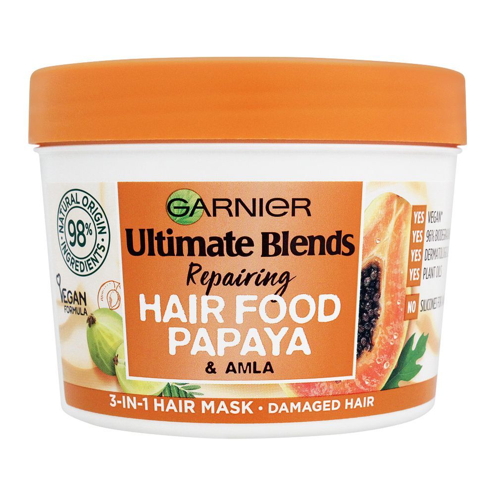 Purchase Garnier Ultimate Blends Repairing Hair Food, 3-In-1 Hair Mask,  Papaya & Amla, Damaged Hair, 390ml Online at Special Price in Pakistan -  