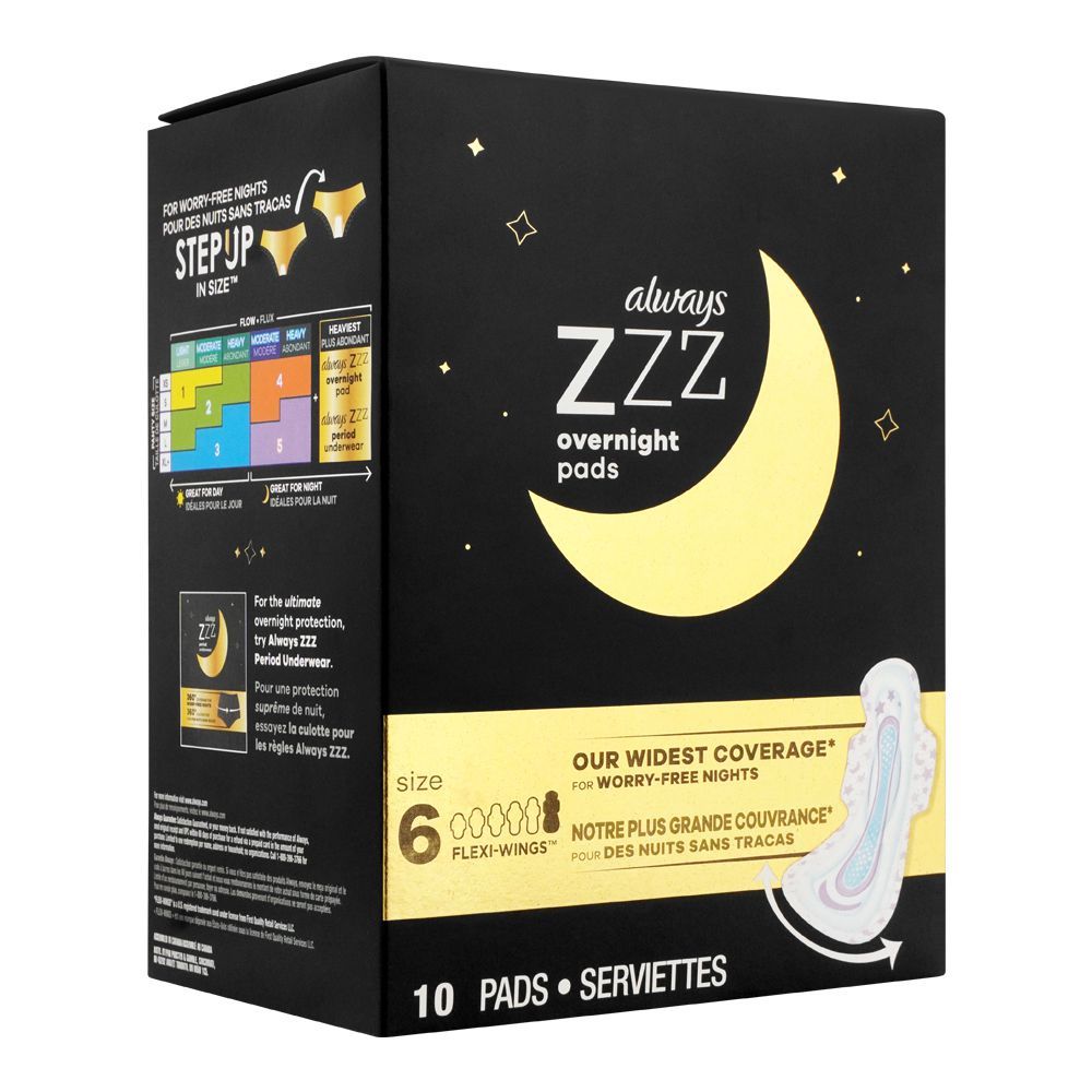 Purchase Always ZZZ Overnight Pads Flexi-Wings, Size 6, 10-Pack