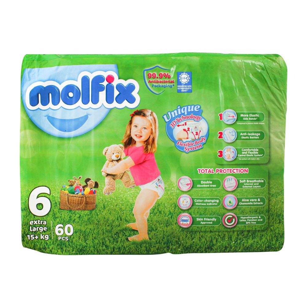 Molfix Anti Leakage Comfortable Extra Large Baby Diapers (Size 6), Abo -  Click Cuisine