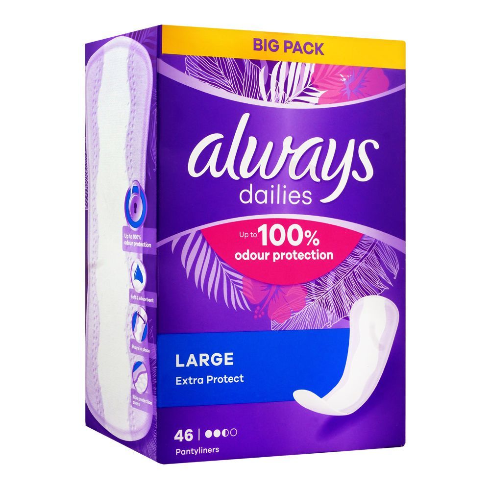 Purchase Always Dailies Up-to 100% Odour Protection Panty Liners, Large,  46-Pack Online at Best Price in Pakistan 