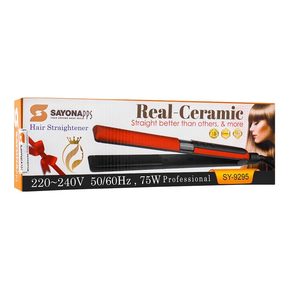 Sayona Real Ceramic Hair Straightener, 75W, 220-240V, SY-9295