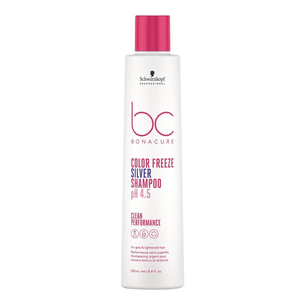Schwarzkopf BC Bonacure Color Freeze Silver PH  Colored Hair Shampoo,  For Grey & Lightened Hair, 250ml