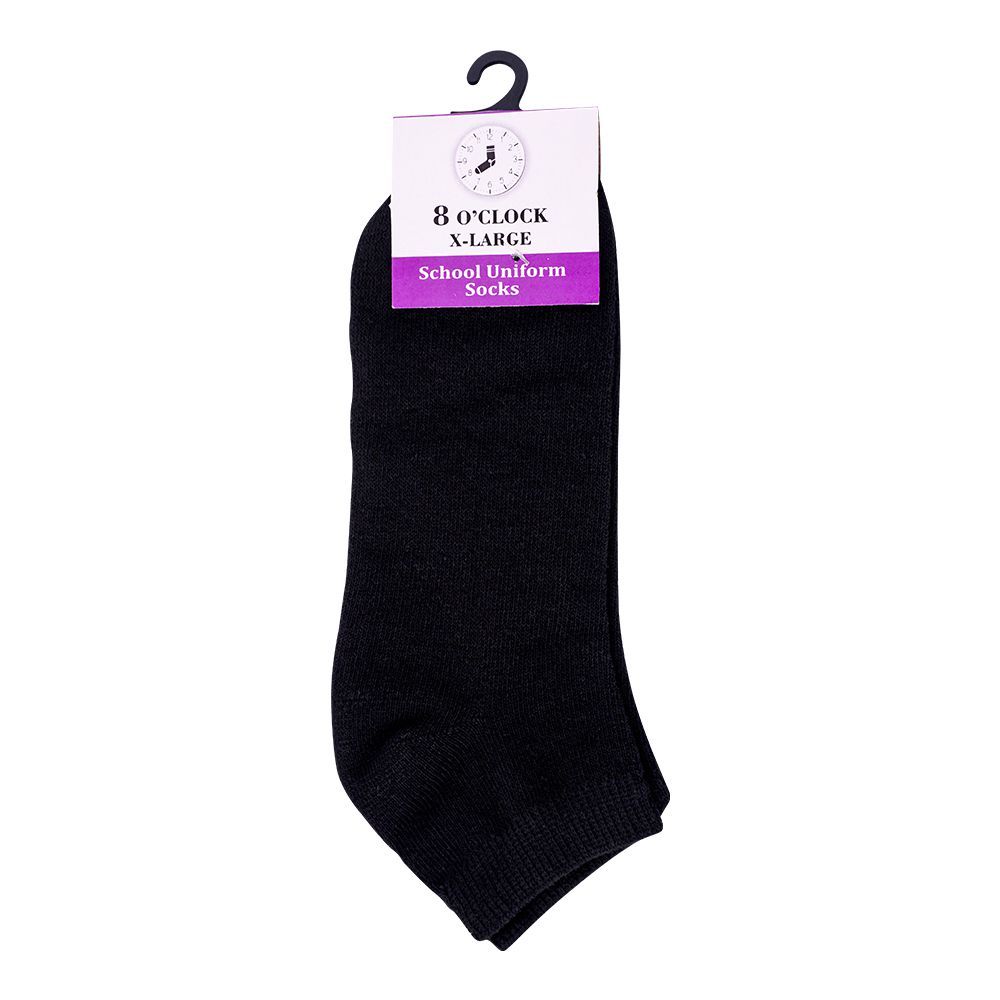Buy 8 O'Clock School Uniform Ankle Socks, X-Large, Black Online at ...