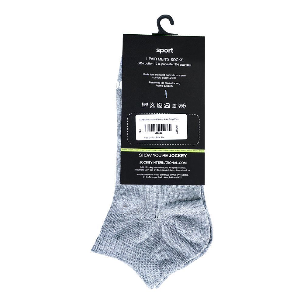 Buy Jockey Sport Plain Ankle Socks, For Men, Grey, MAKSKPNAKNNN-973 ...
