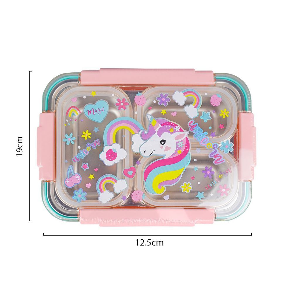 Buy Stainless Steel Lunch Box, 3 Compartments, 710ml, Sky Blue, 12.5cm ...