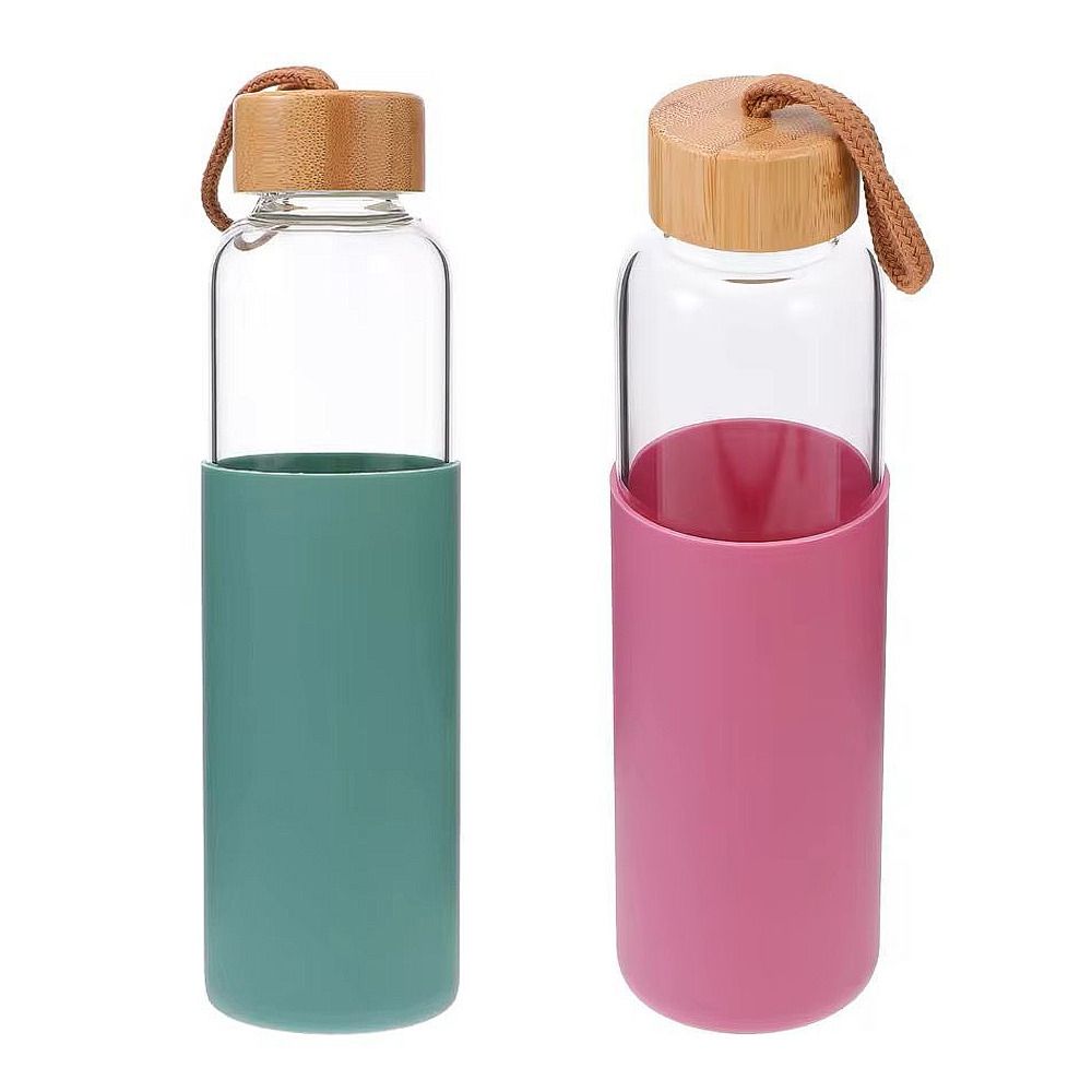 AJF Glass Water Bottle With Wooden Cap & Bamboo Cover, 750ml Capacity,  Assorted Colors