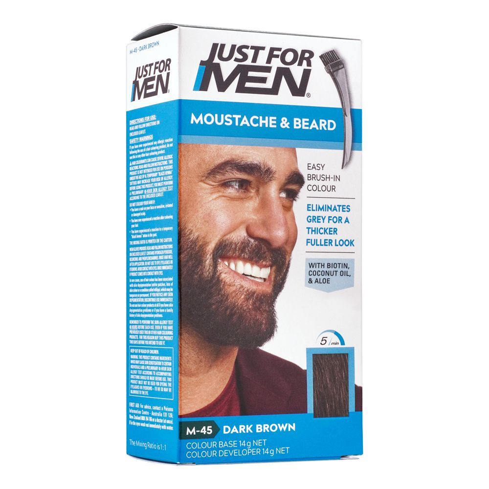 Buy Just For Men Moustache & Beard Colour, M-45 Dark Brown Black Online at  Best Price in Pakistan 